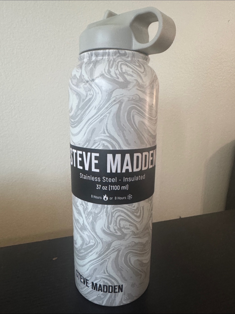 Steve Madden Gray Marble Insulated Water Bottle